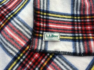 Vtg Ll Bean Wool Blanket 85x90 Red Plaid Usa Made