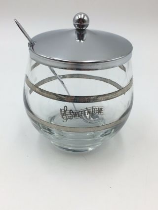 Vintage Sweet N Low Glass And Chrome Jar Dispenser With Spoon Restaurant