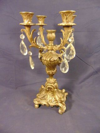 Vintage Cast Metal Candelabra 5 Candlestick Holder Ornate Brass Detailed L@@k