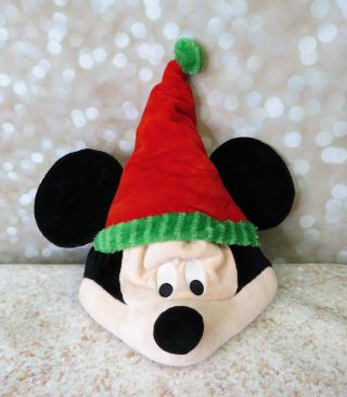 Disney Mickey Mouse Singing Animated Plush Santa Hat Jingle Bells Christmas