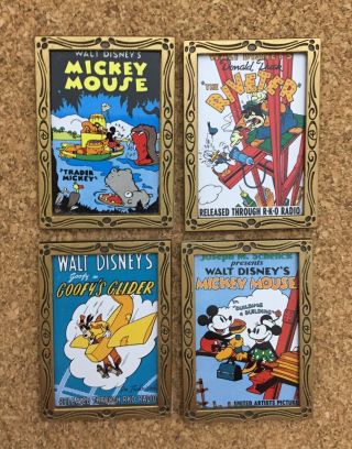 Disney Wdw Poster Series Goofy,  Donald Duck,  Mickey Mouse,  Minnie Mouse,  4 Pins