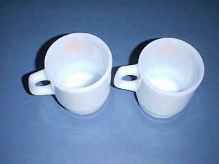 McDonald ' s GOOD MORNING Smile Face Fire King White Milk Glass Coffee Cup Mugs 3