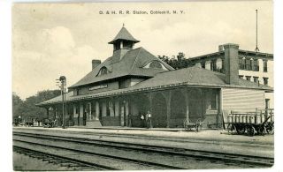 Cobleskill Ny - D&h Railroad Station - Postcard Train Depot