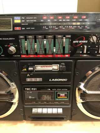 Vintage Lasonic TRC - 931 Portable Boom Box Cassette AM/FM As - Is 3