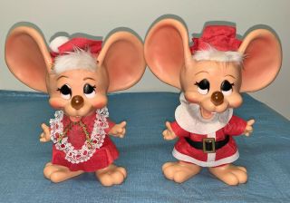 Vintage Topo Gigio Huron Products Big Ear Mouse Bank Christmas Santa Mrs Claus