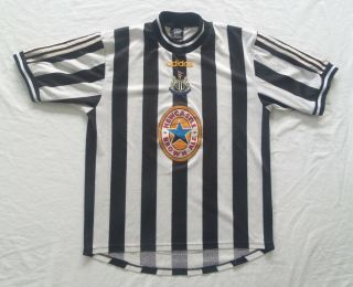 1998 - 1999 Newcastle United Vintage Adidas Home Football Shirt 90s.  Size Large