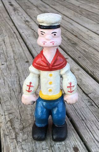 Cast Iron 8.  5 " Popeye The Sailor Man Vintage Penny Coin Bank,  Limited Quantity