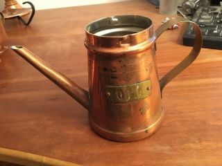 Vintage Solid Copper Oil Can With Spout Made In Korea