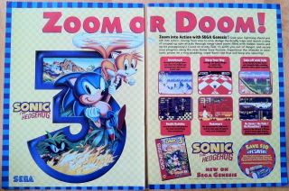 Sonic 3 Poster Ad Print Poster Ad Print Sega Genesis Retro