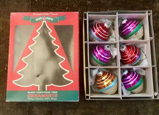 Christopher Radko Shiny Brite Bright Christmas Tree Ornaments Set Of 6