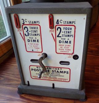 Vintage Usps Postal Stamp Vending Dispenser Machine 3 & 4 Cent
