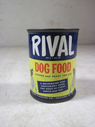 Vintage Antique Rival Dog Food Small Can Coin Bank