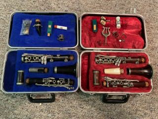 Vintage Pan American C.  G.  Conn Wood Clarinet & Barclay Wood Clarinet Hard Case