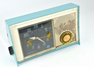 Blue Westinghouse Clock Radio Model H8 23l5 Cerulean Blue Turquoise Mid Century