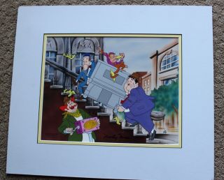 Rare Limited Edition Hand Painted Cel Laurel & Hardy Hand Signed Marty Taras