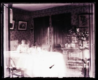 One (1) Late 1800s/early 1900s Glass Negative; Interior View,  Unfocused
