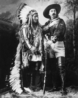 1885 Buffalo Bill & Chief Sitting Bull Glossy 8x10 Photo Print Vintage Poster