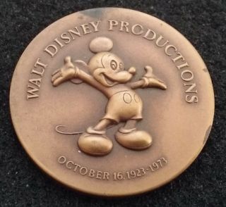 Vintage 1973 Walt Disney Productions Film Studio Mickey Mouse Us Challenge Coin