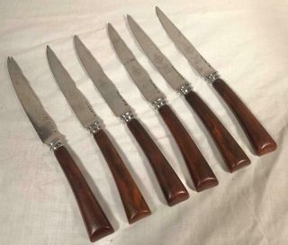 6 Vintage Sheffield Stainless Steel Bakelite Handle Steak Knives Made In England