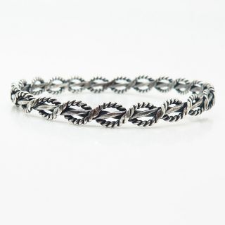 925 Sterling Silver Vintage Braided Design Bangle Bracelet 7 3/4 