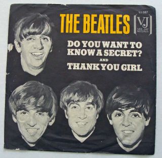 The Beatles 45 Picture Sleeve " Do You Want To Know A Secret " Vee Jay Vj - 587