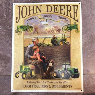 John Deere Metal Sign 3rd Century Implements Tractors 16 X 12.  5