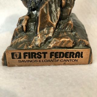 Vintage Metal Copper Color Bald Eagle Coin Bank First Federal S & L Canton,  Ohio 2