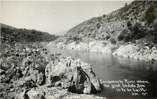 Patterson Rppc Postcard 501 Sacramento River Where Great Shasta Dam To Be Built