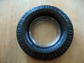 Vintage Kelly - Springfield Armor Trac Clear Glass Ashtray In Rubber Tire Surround
