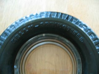 Vintage Kelly - Springfield Armor Trac Clear Glass Ashtray in Rubber Tire Surround 2