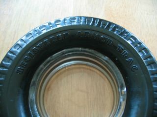 Vintage Kelly - Springfield Armor Trac Clear Glass Ashtray in Rubber Tire Surround 3