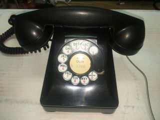 Vintage Western Electric Black 302 Rotary Dial Desktop Telephone F 1 Handset