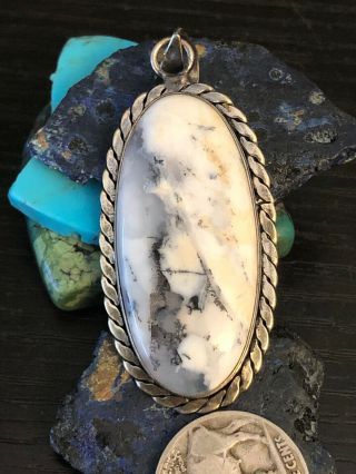 Vintage Native American White Buffalo Turquoise Sterling Silver Pendant 14 G