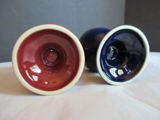 SET Le Creuset Egg Cups Footed Stoneware RED BLUE - 2