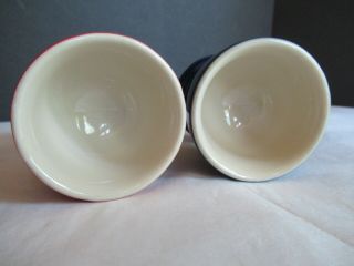 SET Le Creuset Egg Cups Footed Stoneware RED BLUE - 3