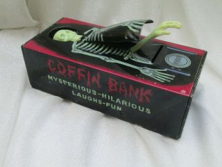 Vintage Halloween Coffin Bank Tin Toy Made In Japan