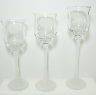 Partylite Iced Crystal Trio Frosted Stem Votive Tealight Candle Holder P9248