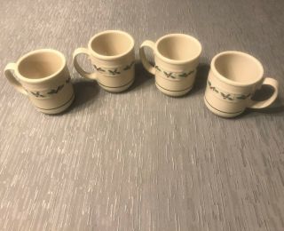 Longaberger Pottery Christmas Coffee/ Tea Mugs Set Of 4 Hollyberry Made In Usa
