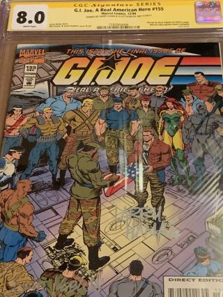 G.  I.  Joe 155 Cgc Ss 8.  0 Signed By Larry Hama & Scott Koblish Last Issue