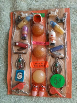 Vintage Gumball/vending 5 Cent Display Card Jump Beans/whistles/magnetic Dogs