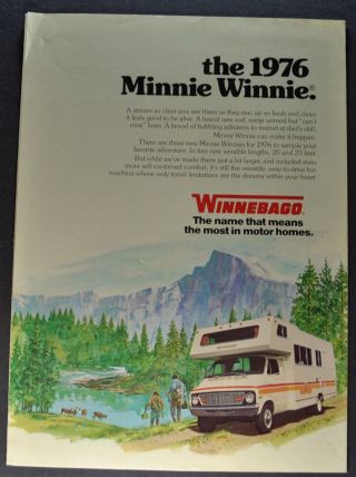 1976 Winnebago Minnie Winnie Motor Home Brochure Folder Camper Rv