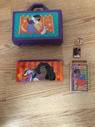Vintage Disney’s Hunchback Of Notre Dame 5 Piece Pencil Case And Accessories