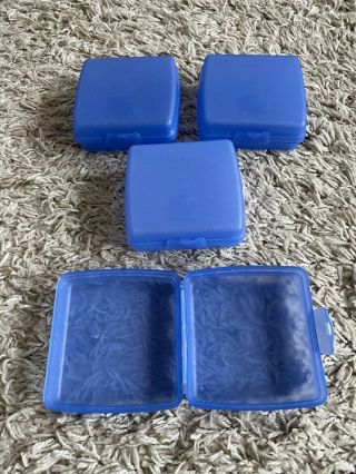 4 Tupperware Sandwich Holder Keeper Hinged 3752 Purple Violet Blue Container