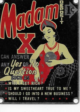 Vintage Ask Yogi/ Madam X 1¢ Coin Operated Fortune Teller Napkin Dispenser Plate
