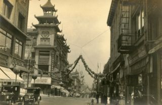 Vintage Photo 1923 Snapshot San Francisco Ca.  Chinatown Cars People Buildings