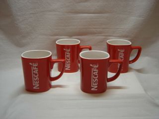 4 x Nescafe Square Red Coffee Mugs with one “Today I ' m the boss” 2