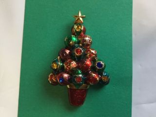 Christopher Radko Christmas Tree Pin Brooch 2 " Guc