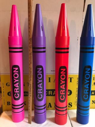 Giant Crayola Crayon Coin Banks 35” 1988 Stock You Get All Four Vintage