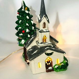 Vintage Dept 56 Snow House Series 1980s Countryside Church Lighted Tree 5058