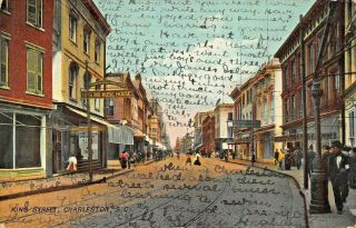 Charleston Sc King Street 1900s Rotograph Postcard